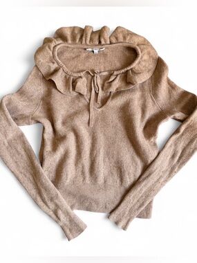 Madewell Ruffled Tie-Neck Knit Sweater